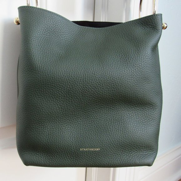 Strathberry Lana Midi Bucket Bag Bottle Green Never Used - Picture 2 of 10